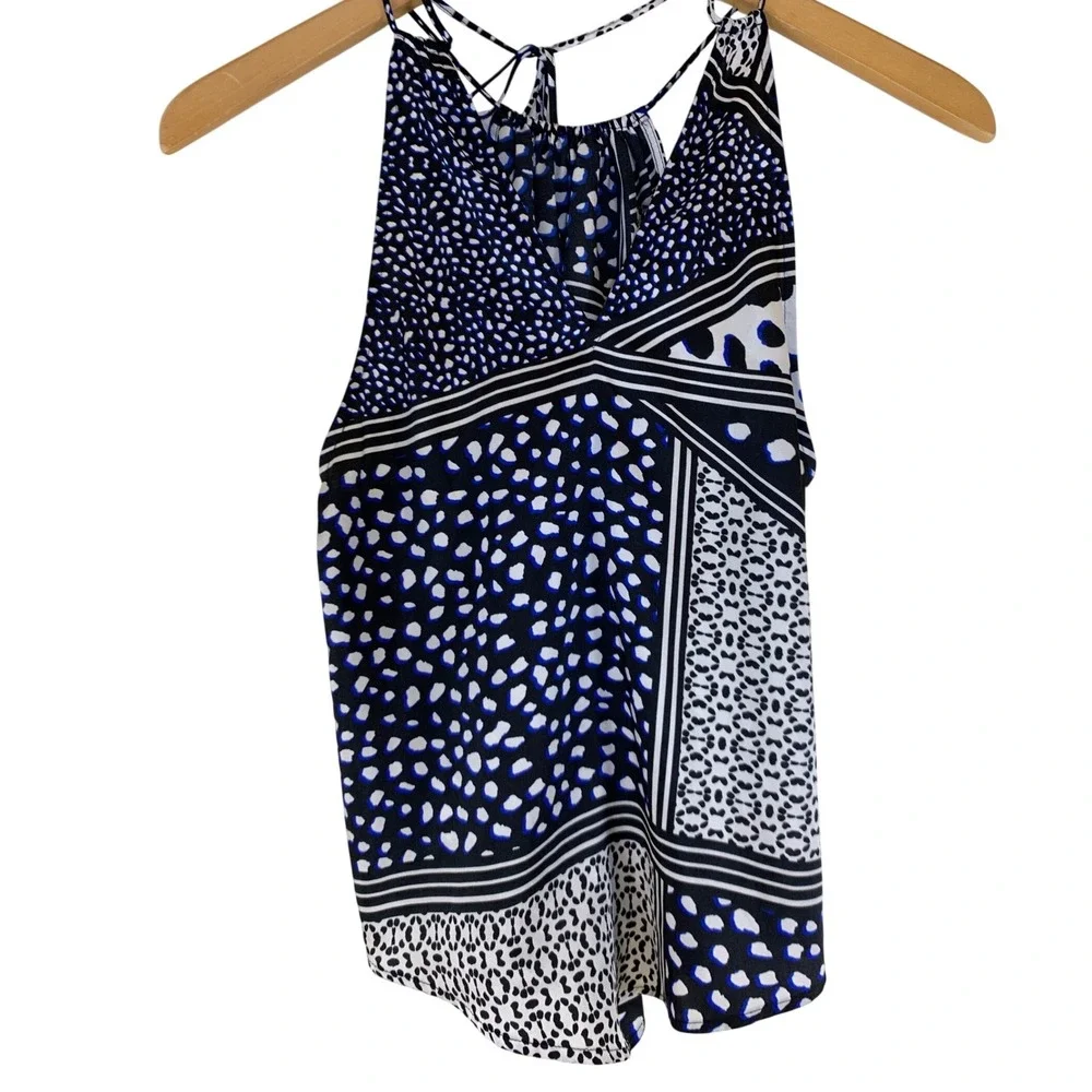 Mixed Animal Print Halter Top Small Boho Eclectic Womens scarf asymmetrical airy